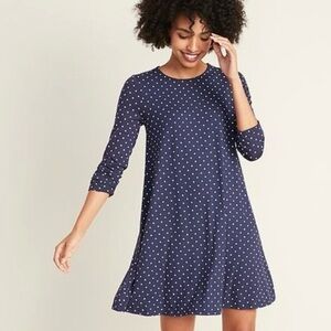 Old Navy Navy Blue Long Sleeve Dress with White Polka Dots